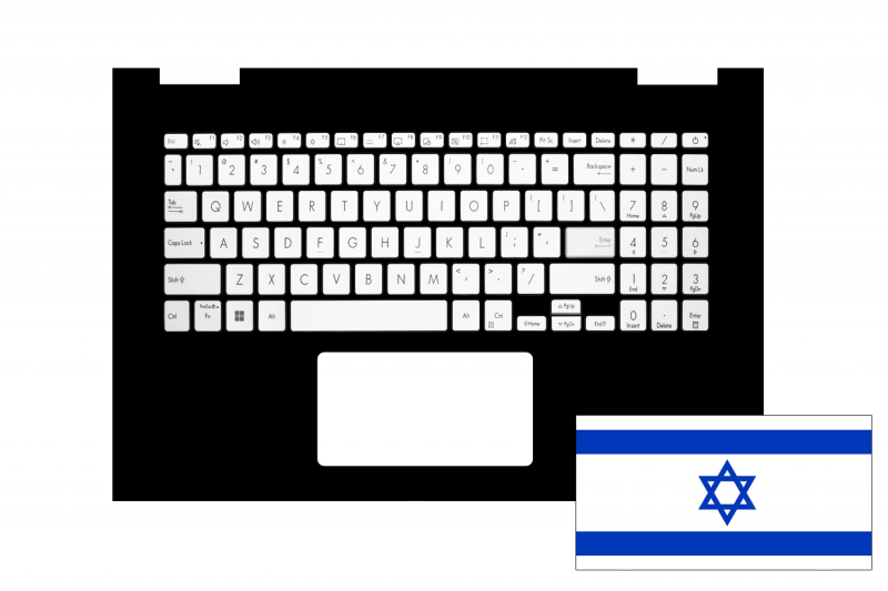 Clavier gris rétroéclairé hébreu ZenBook Asus