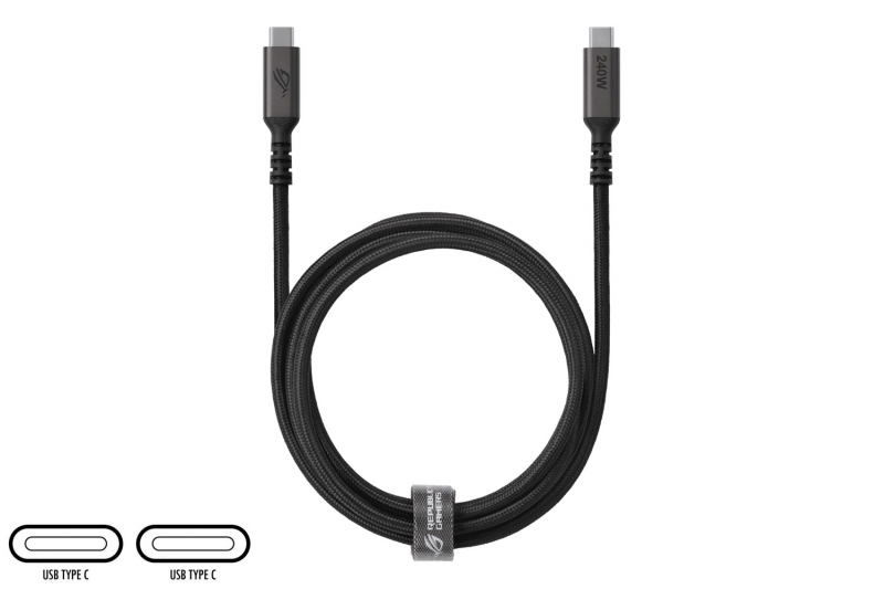 Cable docking d'alimentation ROG 240W noir USB Type C vers USB-C Asus