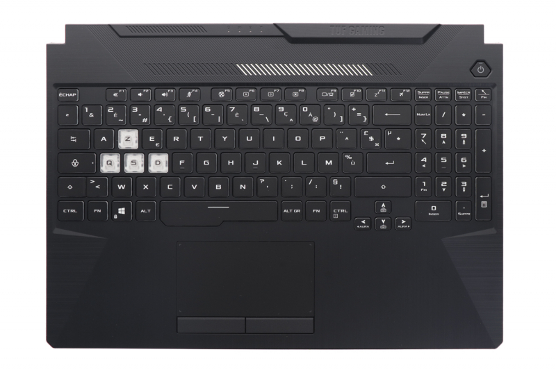 Clavier noir rétroéclairé avec lettres blanches TUF Gaming Asus
