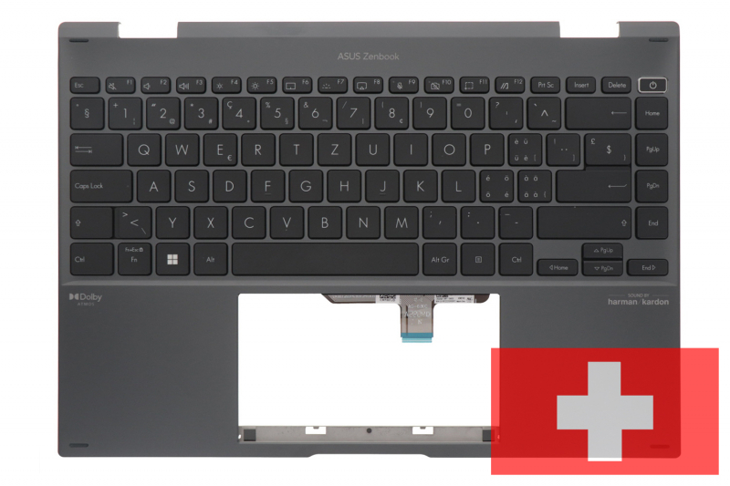 Clavier suisse gris Asus ZenBook QWERTZ rétroéclairé