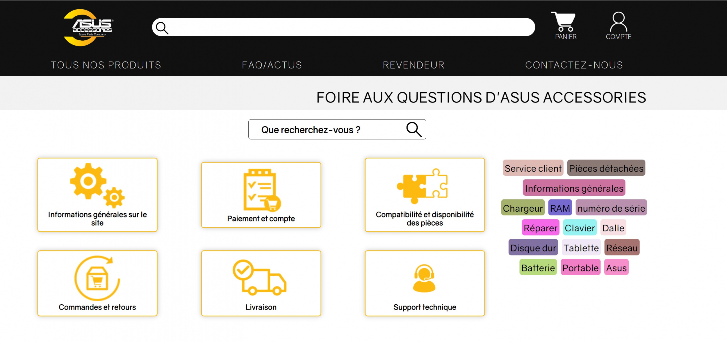 FAQ page d'accueil  Asus Accessories