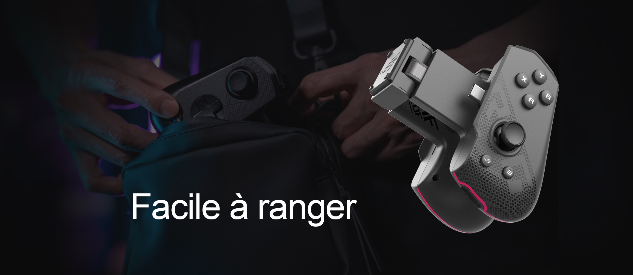 manette mobile pliable ROG Tessen, facile à ranger